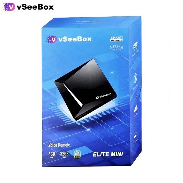 vSeeBox Elite Mini product image with compact box and remote